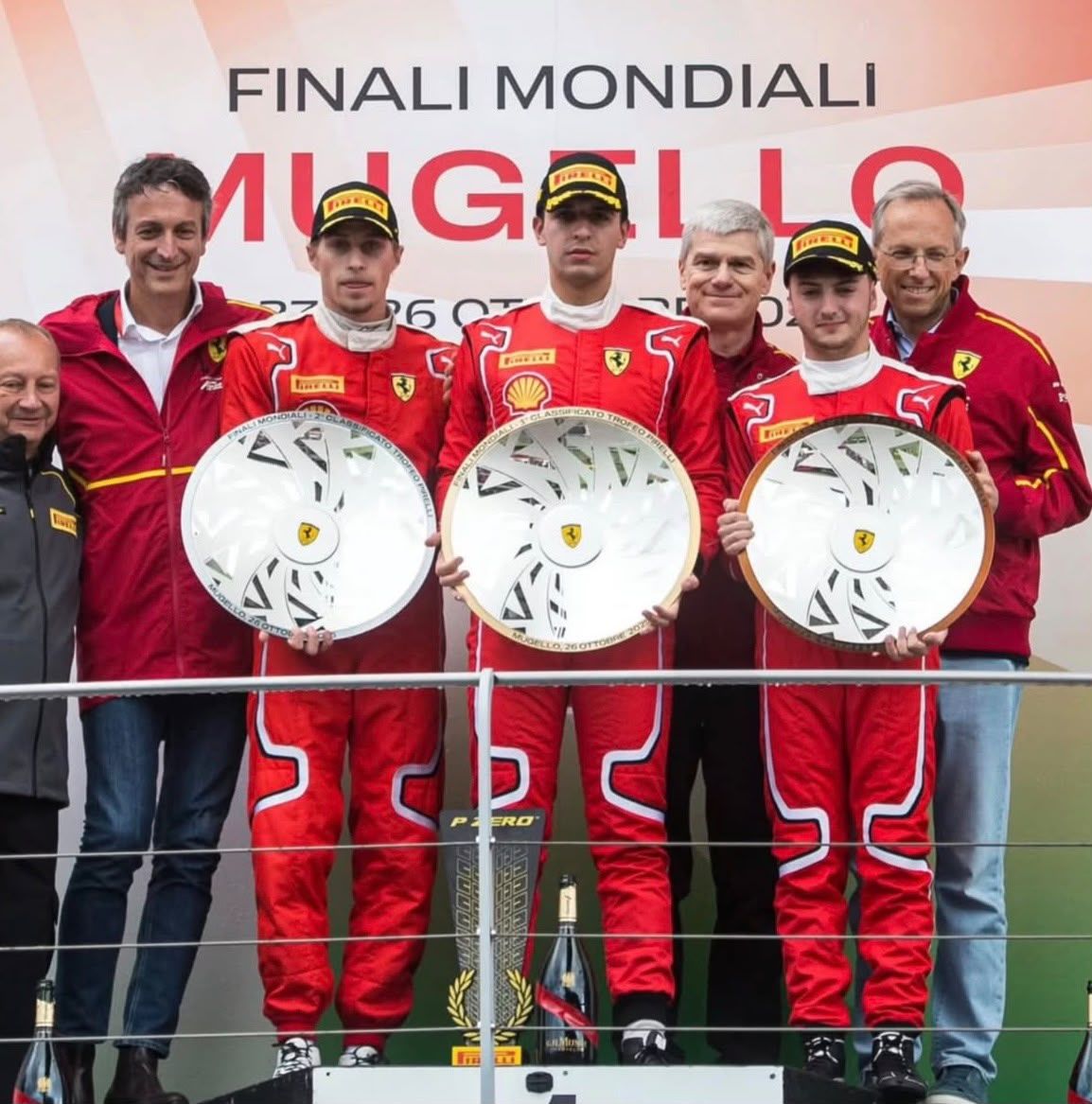 Podio delle Finali Mondiali Ferrari Challenge al Mugello, 26 ottobre 2025